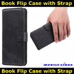 Book Flip Case with Strap For Google Pixel Black Slim Fit Look